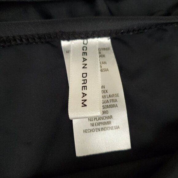 Ocean Dream Black Drawstring Bikini Bottom Skirt Aqua Bead Accent Size 14 - Picture 8 of 8